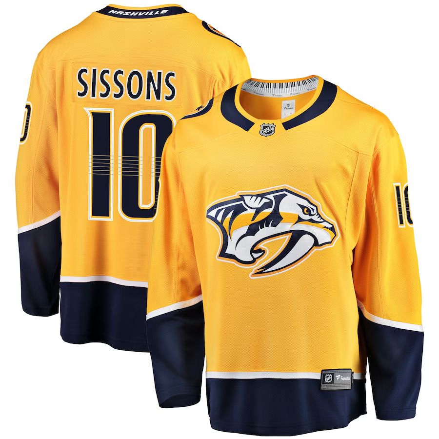 Men Nashville Predators 10 Colton Sissons Fanatics Branded Gold Breakaway Player NHL Jersey